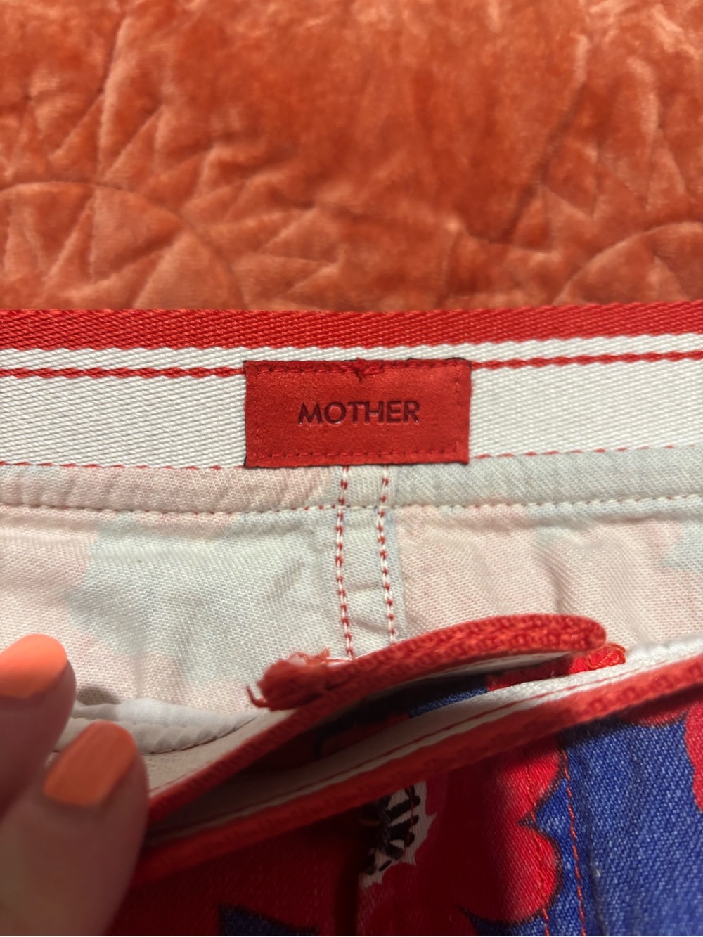 MOTHER Blue and Red Floral Straight Leg Pants - Picture 11 of 12